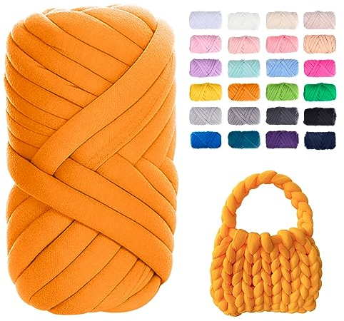 Uiopa Bulky Armstricken Wolle, 500g Dicke Wolle Sperrige Handstrickgarn, Grob Gestrickte Schlauchgarn Häkelwolle Chunky Yarn für Taschen, Decken, Körbe, Haustiernester, DIY-Kunsthandwerk