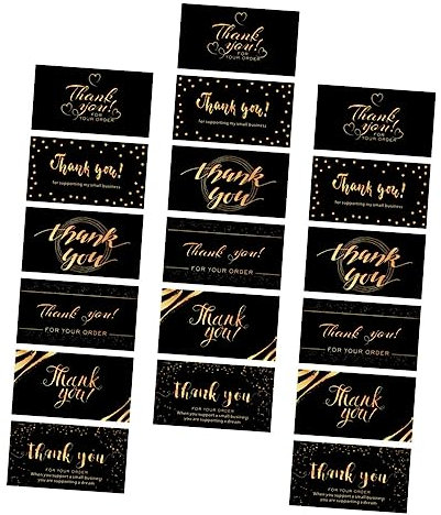 LALAFINA 36stücke Dankeskarten Schwarz Mit Goldprägung Kreative Grußkarten Für Persönliche Anlässe Und Geburtstagsfeiern Blanko Karten Individuellen Gestaltung