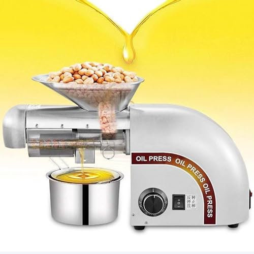 Pressa per Olio Caldo Freddo 1800w Estrattore Olio Di Noci in Acciaio Inossidabile Semi Di Olio Biologico Olio Estrazione Olio 6-9Kg/H,Resa Olio Elevata,0-300℃ Temperatura Regolabile,Silver-110V