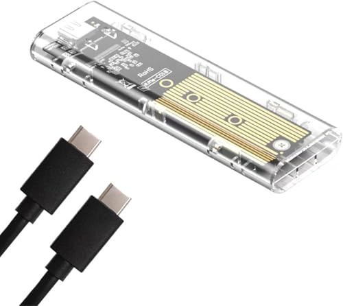 GERUI M.2 NVMe PCIe SSD Gehäuse Adapter[Werkzeugfrei][Aluminium], NVMe zu USB C 3.2 Gen 2 10Gbps NVMe PCIe Externes Gehäuse, Unterstützt M-Key/B+M Key, für 2230/2242/2260/2280 SSD
