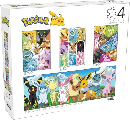 Buffalo Games Pokemon – Eevee Montage – Multipack-Puzzles für Erwachsene, herausfordernde Rätsel, perfekt für Spieleabende – Fertige Größe variiert