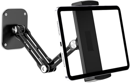 Lucrave Tablet Wandhalterung, Aluminium ausziehbare iPad Wandhalterung, mit 360° drehbarer Basis einstellbar und faltbar für iPad Pro Air Mini, Samsung Galaxy Tab, alle 4.7-13 Telefone und Tablets