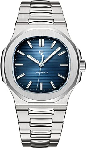 Pagani Design 1728 Montre mécanique Automatique de Luxe pour Homme en Acier Inoxydable avec Saphir synthétique Étanche Lumineuse Montre de Sport décontractée, Noir foncé