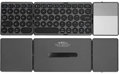 Vikbart Bluetooth-Tangentbord, Trådlöst Hopfällbart Tangentbord med Pekplatta, Travel Business Portable Pocket Keyboard, för IOS, för Android, för Smartphone Tablet (Svart)