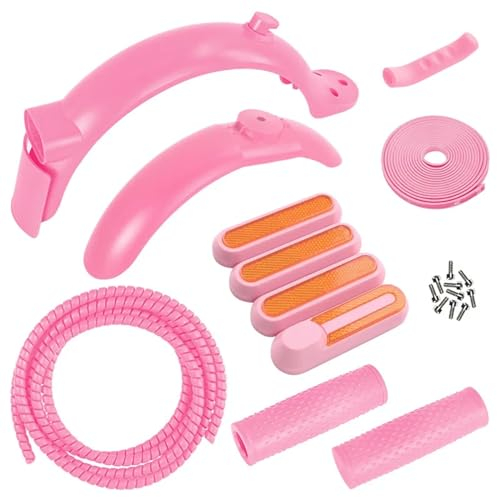 MUEOSI Neue Schutzblech-Radabdeckung vorne/hinten, Schutzschale, for Bremsgriffgriff des Elektrorollers Xiaomi M365/Pro/Pro2/Mi3/1S Reflexstreifen(Pink)