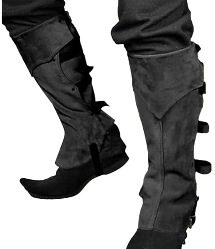 Costume de couverture de botte - Surbottes de pirate en faux cuir uniques, Renaissance médiévale sur la chaussure Accessoires noirs pour hommes et femmes