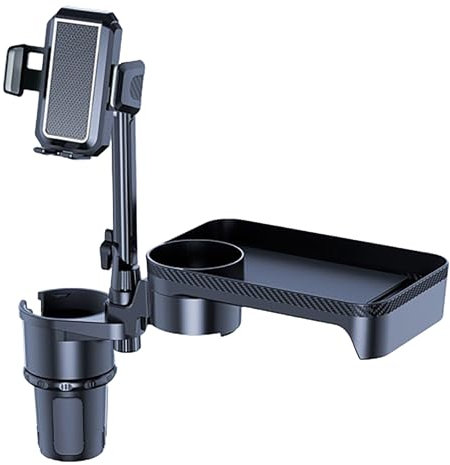 DCYBDL Portavasos Coche para VW Golf V (Typ 1K) 2004 2005 2006 2007 2008 2009 2010-pr, 4 En 1 Ajustable Giratorio 360° Soporte Bebidas Coche Portavasos Coche con Bandeja y Soporte para Teléfono,S
