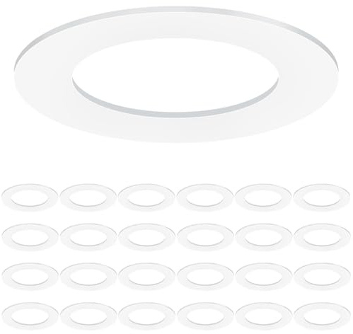 24 Pack 6 Inch Recessed Lighting Trims, Outer Diameter 8.62”, Inner Diameter 6.22”, Matte White Goof Rings for 6 Inch Recessed Lights, Durable Plastic Design, Downlight Design