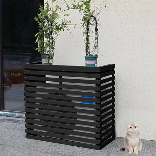 Lot de 3 panneaux de clôture en bois noir pour cour, terrasse, panneaux en treillis autoportants pour climatiseur extérieur et enclos à ordures, 120 x 60 x 105 cm