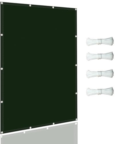 Toldo parasol para patio al aire libre, 6.5 x 10 pies, color verde oscuro, protección UV, resistente a la intemperie, para piscina, cafeterías y restaurantes