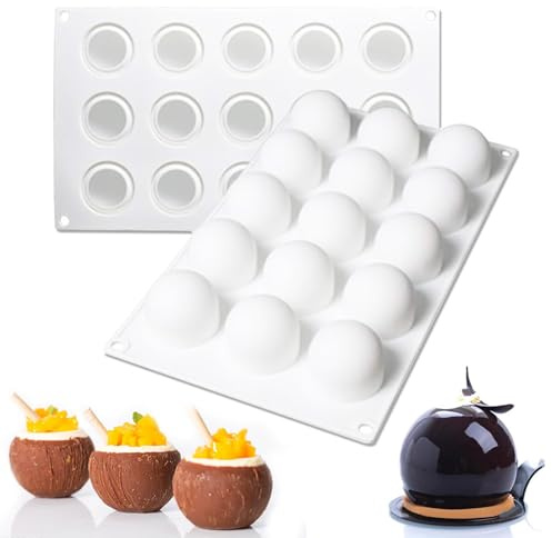 WishesMar 2 Stück Silikonform Schokoladenform Pralinenform für Süßigkeiten - Form einer Kugel Spheres Antihaft Küche Kleine flexible Silikon Form für Spaß bei der Küchenkreation - Durchmesser 4,3cm