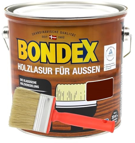 Bondex Holzlasur für Aussen 4L inkl. Flächenstreicher (rio palisander)