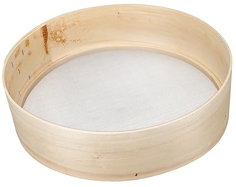MOLUCKFU Rundes Mehlsieb mit Holzrand Feinmaschiges Flour Sifter für Backen und Home Use Kleines und Portables Küchensieb zum Mehlsieben