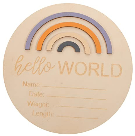Holz Monatskarten mit Regenbogen, Meilensteinkarten, 12 Stück | Beschreibbare Oberfläche, Glatte Kanten ohne Grate, für Babyshower und Foto Requisite, für Kleinkind