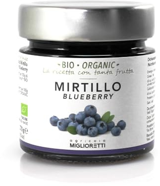 Agricola Miglioretti Confettura di Mirtilli Biologica 270g – Ideale per Colazione e Dolci con Mirtilli Freschi e Zucchero di Canna, Senza Pectina e Conservanti, Naturale e Genuina