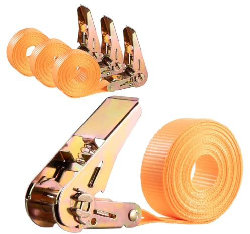 AGT Spanngurt Zurrgurt: 4er-Set 6-m-Spanngurte, Ratschen, 800 kg, DIN EN 12195-2-zertifiziert (Ratschengurte, Ladungs-Sicherung, Seil)