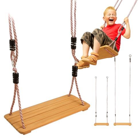 Gartenschaukel Holz Kinder - 40x16 Holzschaukel Kinder Outdoor - Kinder Schaukel für Garten Spielhaus Schaukel Baumschaukel Kinder - Indoor Swing Schaukel Kinderzimmer