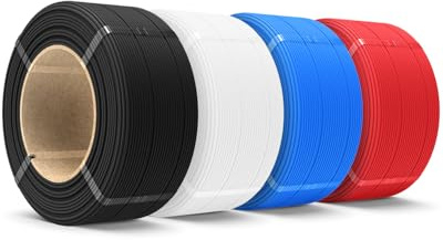 SUNLU 500G Matt PLA Refill Filamento 1.75mm, Senza Bobina PLA Filamento Matt con Superficie Opaca, Compatibile con Bambu Lab e SUNLU 2025 Nuove Bobine, Nero/Bianco/Rosso/Blu 2KG Totale