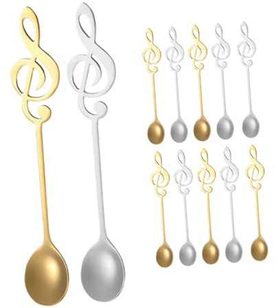 BUGUUYO 12 Piezas Cucharas de Café Inoxidable con Diseño de Musical Cucharas de Decorativas de Mango para Café Leche y Postres