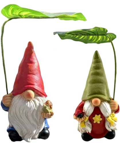 JOAASU 2 Stück Gartenzwerge für Außen, Gartenzwerg Lustig Gartendeko Figuren, Garten Deko Draußen Figuren Wetterfest, Outdoor Funny Garden Gnomes Decoration, für Terrasse, Einweihungs-Gartengeschenk