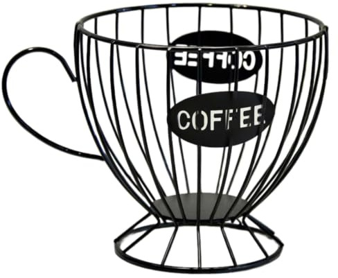 Miewenmogu Metal Coffee Pod Holder Wire Coffee Pods Storage Basket Espresso Capsule Storage for Home Kitchen Cafe Hotel (Black cup)