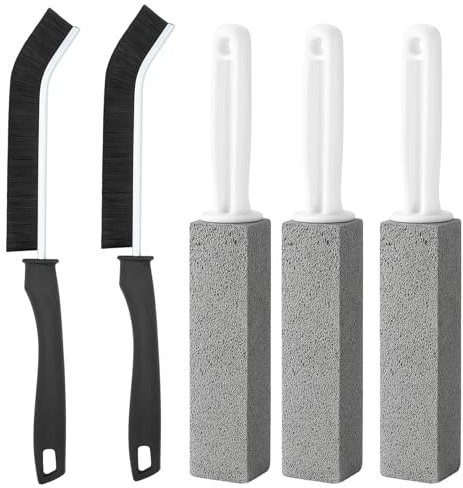 Putzstein Toilette, 3x Putzstein + 2x Eckenbürste, Bimsstein Toilettenreiniger mit Griff, Effektiv Gegen Hartnäckige Urinsteine und Kalk, Ideal Für WC, Bad und Fliesen