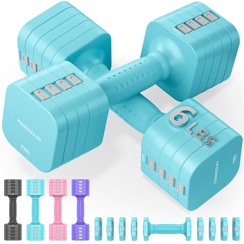 FEIERDUN 5-in-1 Adjustable Dumbbell Set of 2, 12LBS/20LBS Hand Weights for Women, 1s-Adjust Dual-Stable Dumbbell Set for Women Home Gym & Outdoor