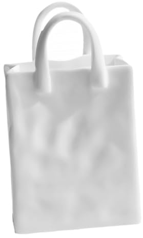 DEARMAMY Vaso Decorativo in Ceramica Forma Borsa Moderno e Leggero Porta Fiori e Contenitore Penne Versatile per Scrivania Casa Ufficio Design Unico Compatto