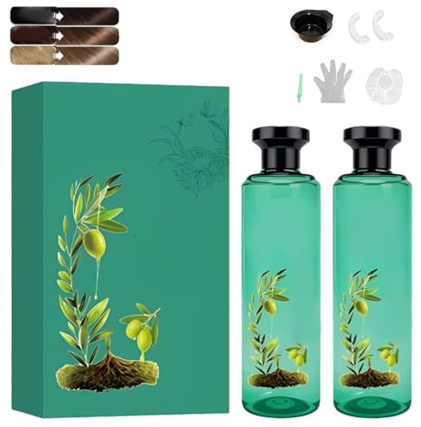 Long-Lasting Botanical Essential Oil Hair Dye, Mild Formula Long Lasting Hair Dye Set, Plant-Based Hair Color for Gray Coverage (Brown)