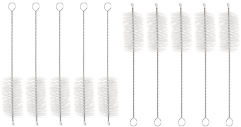 sourcing map Straw Cleaner Brush Set, 6 Inch Length 304 Stainless Steel and Nylon Bristles for Water Bottle Silicone Straw Sippy Cup Pipes, White (25mm OD, 10-Piece-Set)