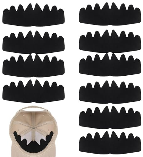 10 forros reutilizables flexibles para gorras, protectores lavables y no adhesivos, almohadillas rígidas para sombreros de sudor y olor, unisex, todo tipo de gorras deportivas (color negro)