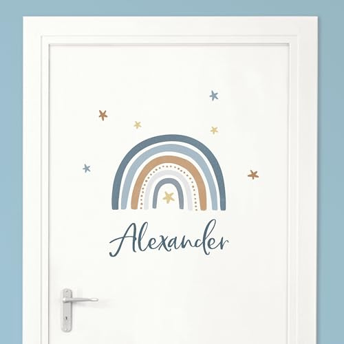 Little Deco Türaufkleber, Wandtattoo Kinderzimmer, Regenbogen | Wandsticker, Sticker personalisiert, Babyzimmer Deko, Wunschtext Aufkleber, Tür Namensschilder Kinder, Stickers selbstklebend