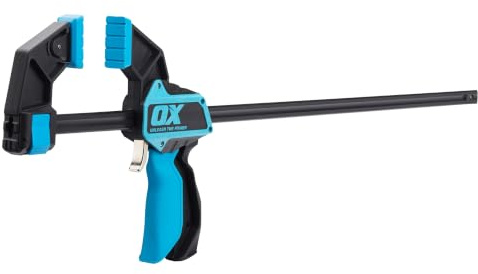 OX Pro Heavy Duty Bar Clamp 24/600mm, 2-in-1 Clamp & Spreader | 150kg Clamping Force, Replacable TPR Jaw Pads Protect Surface & Enhances Grip, Easy Release Trigger, Quick Change System