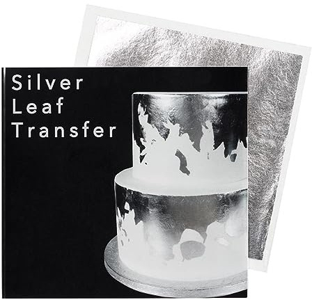 Sugarflair Silver Leaf Transfer, 9,5x9,5 cm | Essbares Blattsilber, Silberblatt für Tortendekoration, Kuchen, Desserts, Schokolade & Pralinen