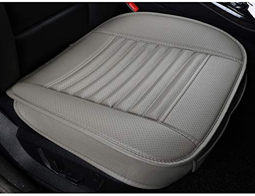 LUOLLOVE Coprisedile Universale Auto Pelle per Sedile Anteriori Senza Schienale,Super Traspirante Carbone di Bambù,20.8 * 20.1 '' (1-Pezzo,Grigio)