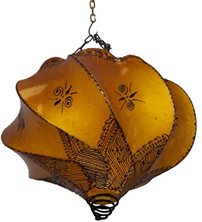 Henna Lamps & Sconces Handmade Henna Moroccan Leather Lamp Ceiling Wall Hanging Yellow
