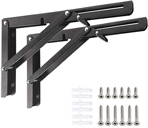 Storystore 2 Stück Klappkonsole Schwerlast 300mm Metall Klappkonsolen | Klappregalhalterungen Klappträger für Bänke und Regale Platzsparende DIY-Halterung, Tragkraft: 80kg
