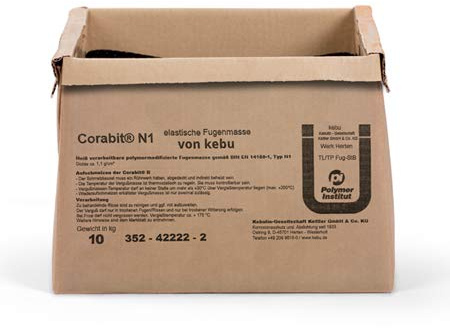 Kebu Betonfugenvergußmasse BN 12kg Heiß-Vergussmasse Asphalt und Beton | Fugenverguss Betonrisse abdichten