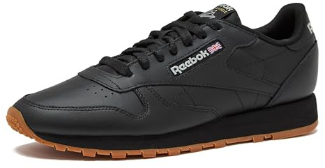 Reebok Classic Leather Sneakers for Men - Black or White Tennis Mens Shoes, Core Black/Pure Grey5/Reebok Gum3, 13