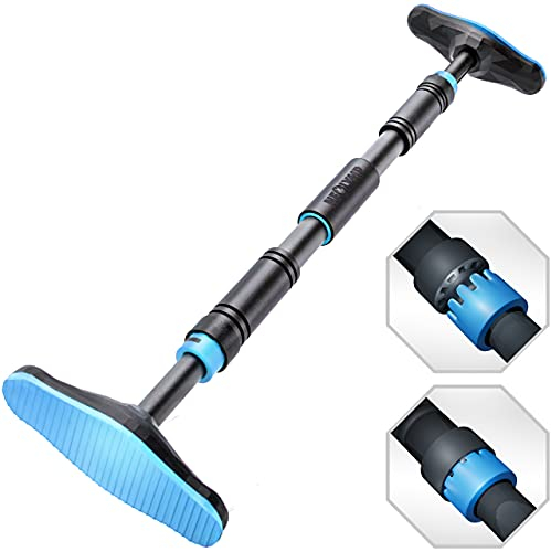 NEOLYMP barre de traction pour cadre de porte sans vis - barre pull-up réglable 70-100 cm avec verrouillage sécurisé, charge jusqu’à 200 kg + E-Book d’entraînement (bleu)