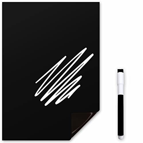 The Magnet Shop Tafelmagnet für Kühlschrank, magnetische Kreidetafel mit weißem Kreidemarker, Notiztafel, Küchentafel für Notizen [30 x 21 cm] (Schwarz, A4 (30 x 21 cm)