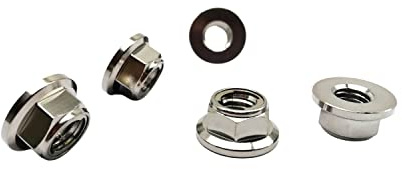 RISON Titanium Titan Mutter Flansch Vollmetall Kontermutter M10x1.25mm | 5 Stück Titan Kettenradmutter GR5 Sicherungsmutter Titanlegierungurfarbe 6AL4V Titanflansch-Sicherungsmutter