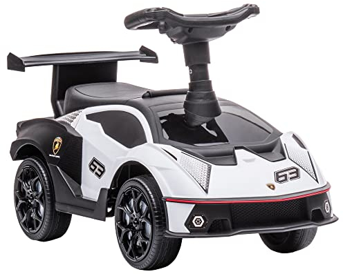 AIYAPLAY Rutschauto, Kinderfahrzeug, Rutschfahrzeug mit Stauraum, Hupe und Motorgeräusch, Kinderauto, Spielzeugauto für Kinder ab 12 Monaten, Weiß+Schwarz, 67 x 28 x 38 cm