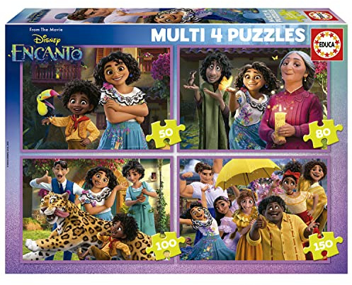 Educa - Kinderpuzzle Disney Encanto | 4in1 Puzzleset 50/80/100/150 Teile | Mirabel, Encanto Puzzle | ab 5 Jahren (19581)