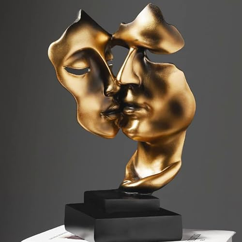 CHSG Handgjord Silence Is Gold Thinker-staty, konstverk moderna och enkla hartssaker, skrivbord abstrakta statyett skulpturer för entré, kreativt rum hem, kontor arbetsrum, piano dekor statyett gåva