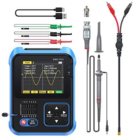 Tragbares digitales Oszilloskop, DSO-TC3 3-in-1-Digital-Oszilloskop-Transistor-Tester, Funktionssignalgenerator, Option