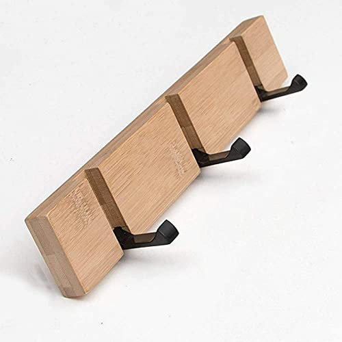 Garderobe Rustikale Bambus-Garderobe zur Wandmontage mit Klapphaken, dekorative Garderobenhakenleiste, Bademantel- und Handtuchhaken für Eingangsbereich, Schlafzimmer, 50 cm Wandhaken/30 cm