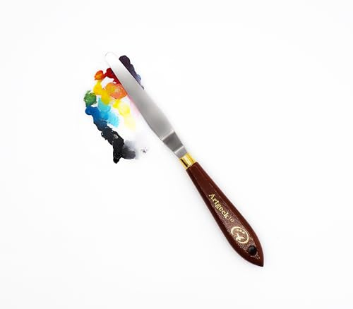 Artgeek143 Painting Artist Knife Palette Knife 02, Wood Handle Stainless Steel Blade for Mixing, Applying Paints on Any Surfaces, Flexible Art Tools for Oil Painting, Acrylic, Watercolours, Etc.