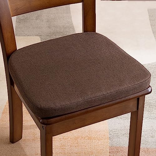 Yadlan Stuhlkissen 6er Set mit Schleife, Sitzkissen 40x40 Waschbar, Stuhlauflagen KüChenstuhl mit ReißVerschluss, Stuhlkissen Esszimmer 6 StüCk Trapez GedäChtnisschaum Sitzpolster Coffee