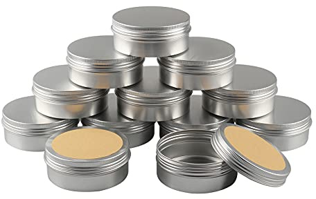 BPZXL 12 Stück 150ml Silber Leer Aluminiumdose mit Schraubdeckel Cremedose Runde Alu Dosen Kosmetikdosen Kerzendosen Aludose mit Etikette